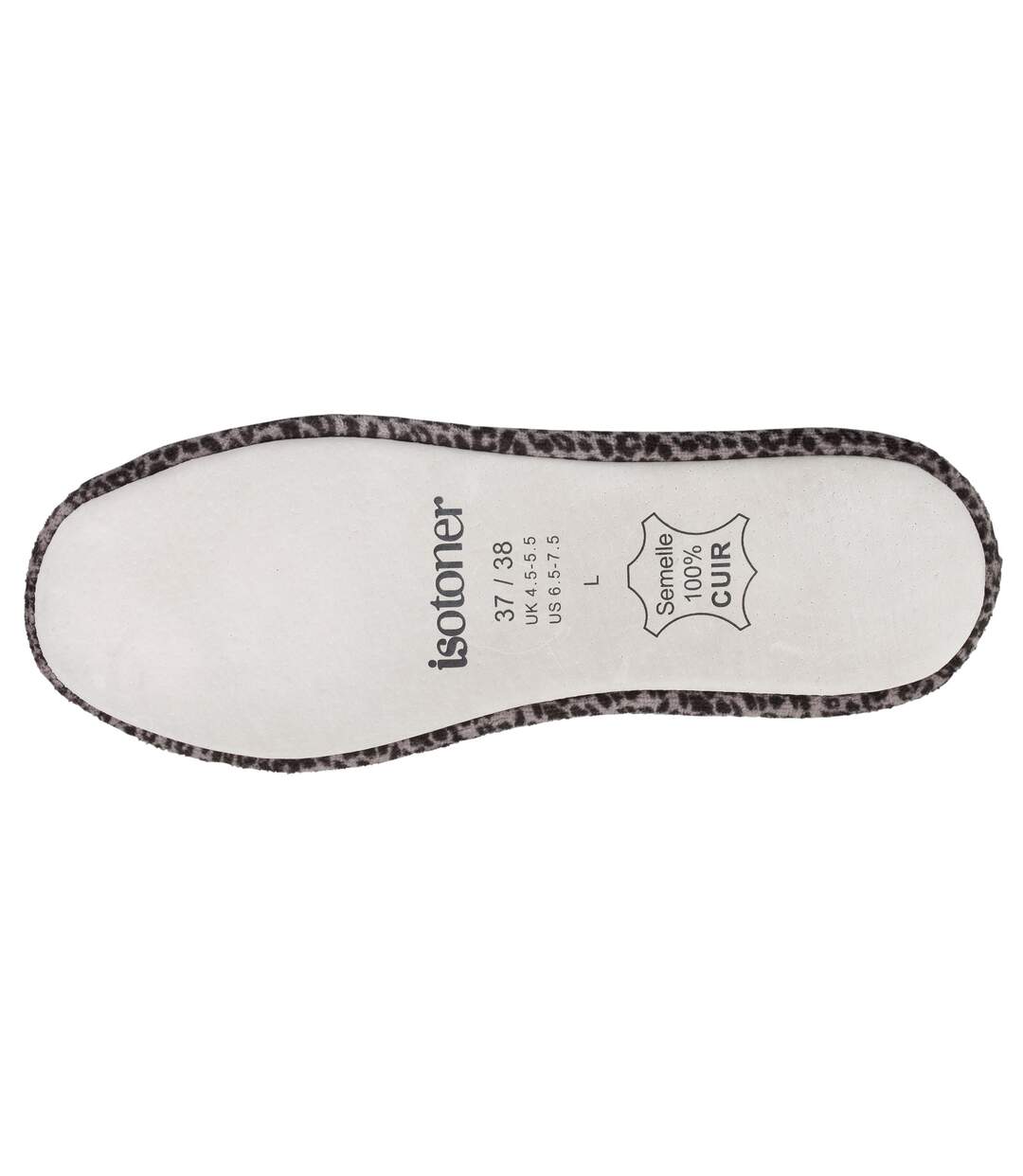 Isotoner Chaussons Ballerines femme ultra confortables, en coton biologique et semelle en cuir, détail grand nœud