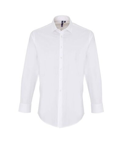 Premier Chemise à manches longues en popeline stretch pour hommes (Blanc) - UTRW6590