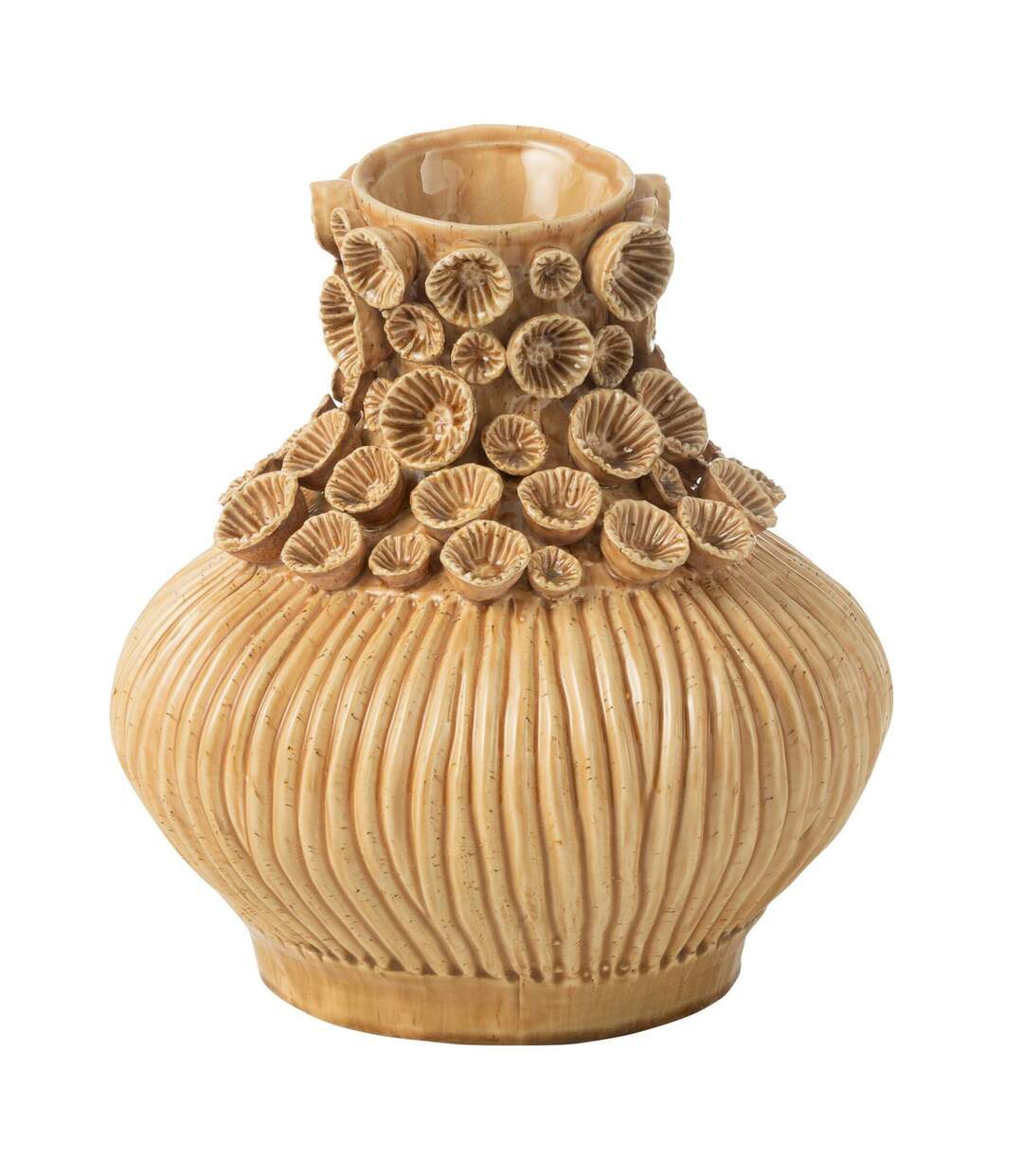 Vase Gourde Corail en Argile Isidro 33cm Ocre-1