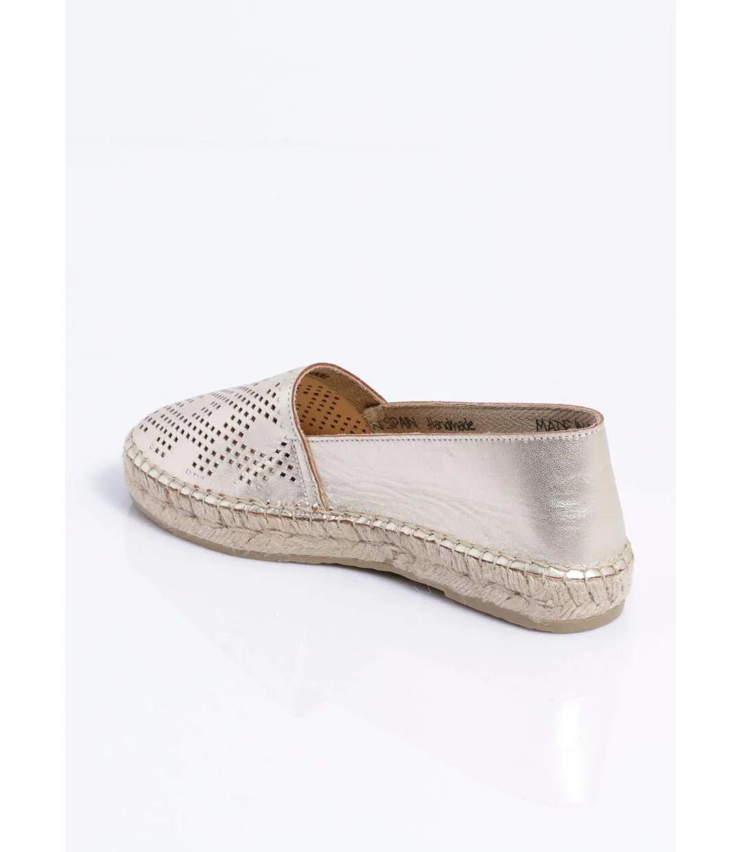 Espadrilles plates cuir perforé semelles corde-2