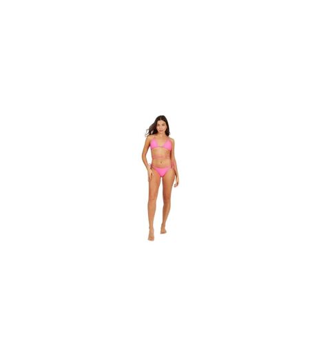 Womens/ladies Wrap Tie Neck Bikini Top Neon Pink Brave Soul