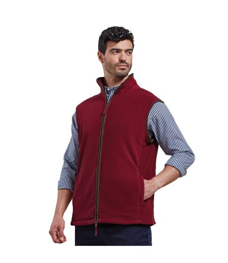 Mens Artisan Fleece Gilet Burgundy Brown Premier