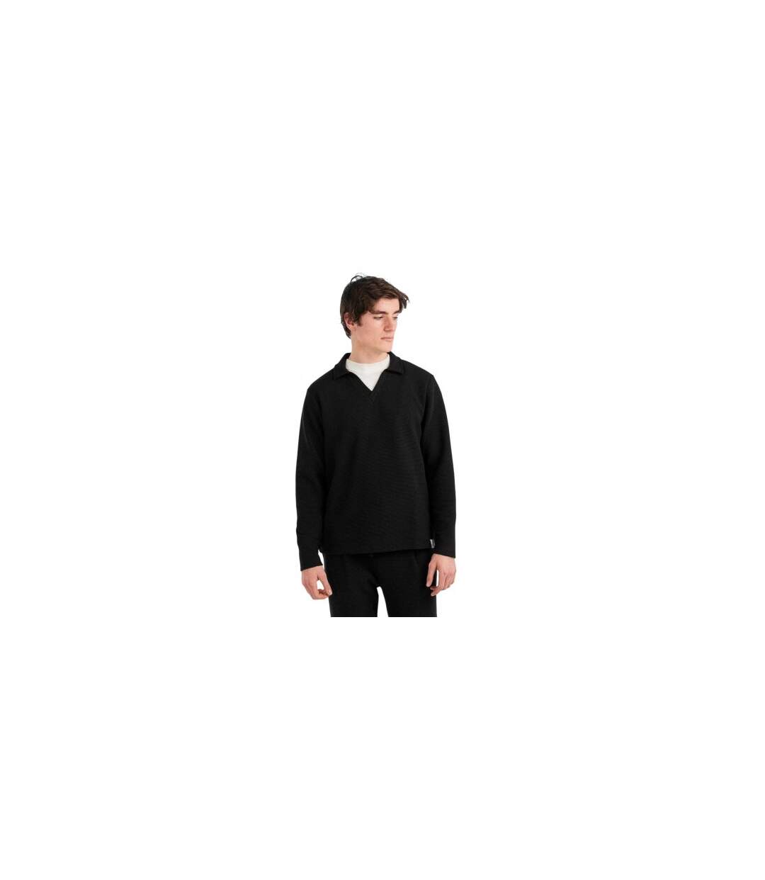 Polo Manches Longues Motif/style Quadrillage Altius Homme Noir Prevu-1