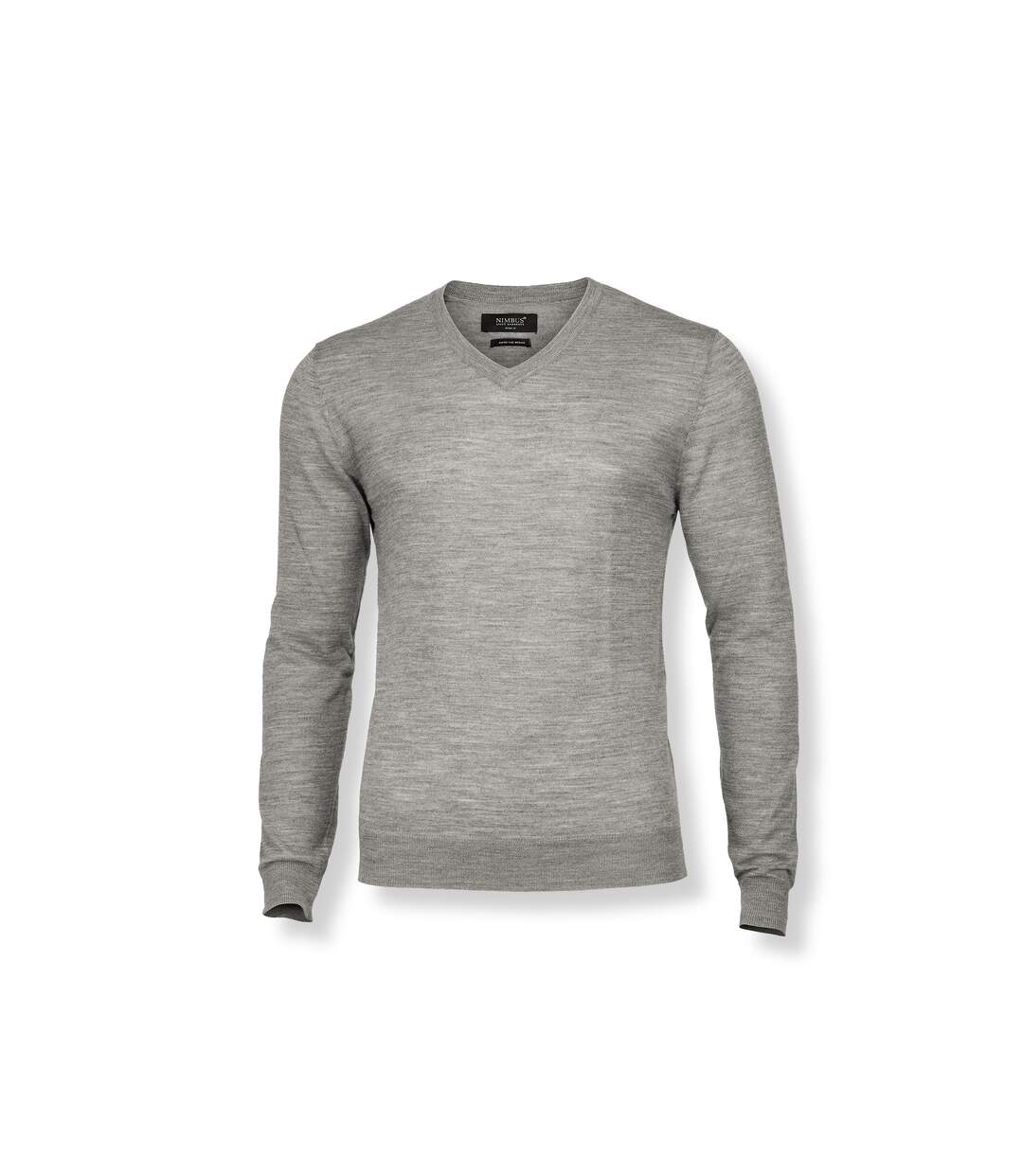 Mens ashbury knitted v neck jumper grey melange Nimbus