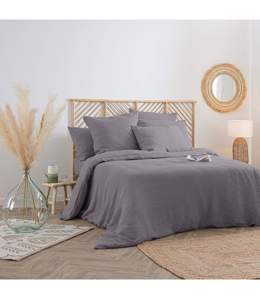 Housse de Couette Lin Adorable 260x240cm Gris Ardoise-1