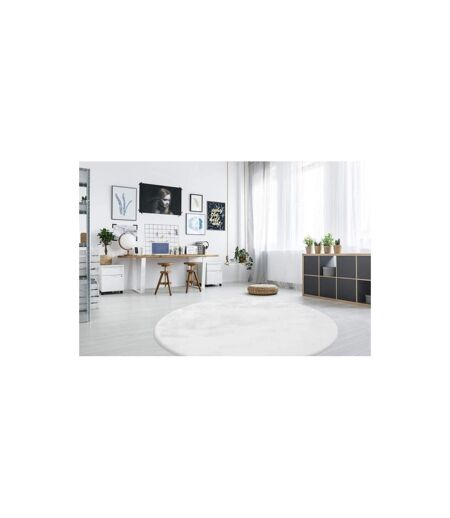 Tapis Rond à Poils Longs Rabbit 160cm Blanc