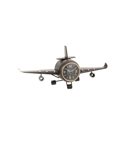 Paris Prix - Horloge Design En Métal avion à Poser 41cm Gris