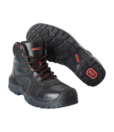 Mens Footwear Industry Leather Safety Boots Black Mascot