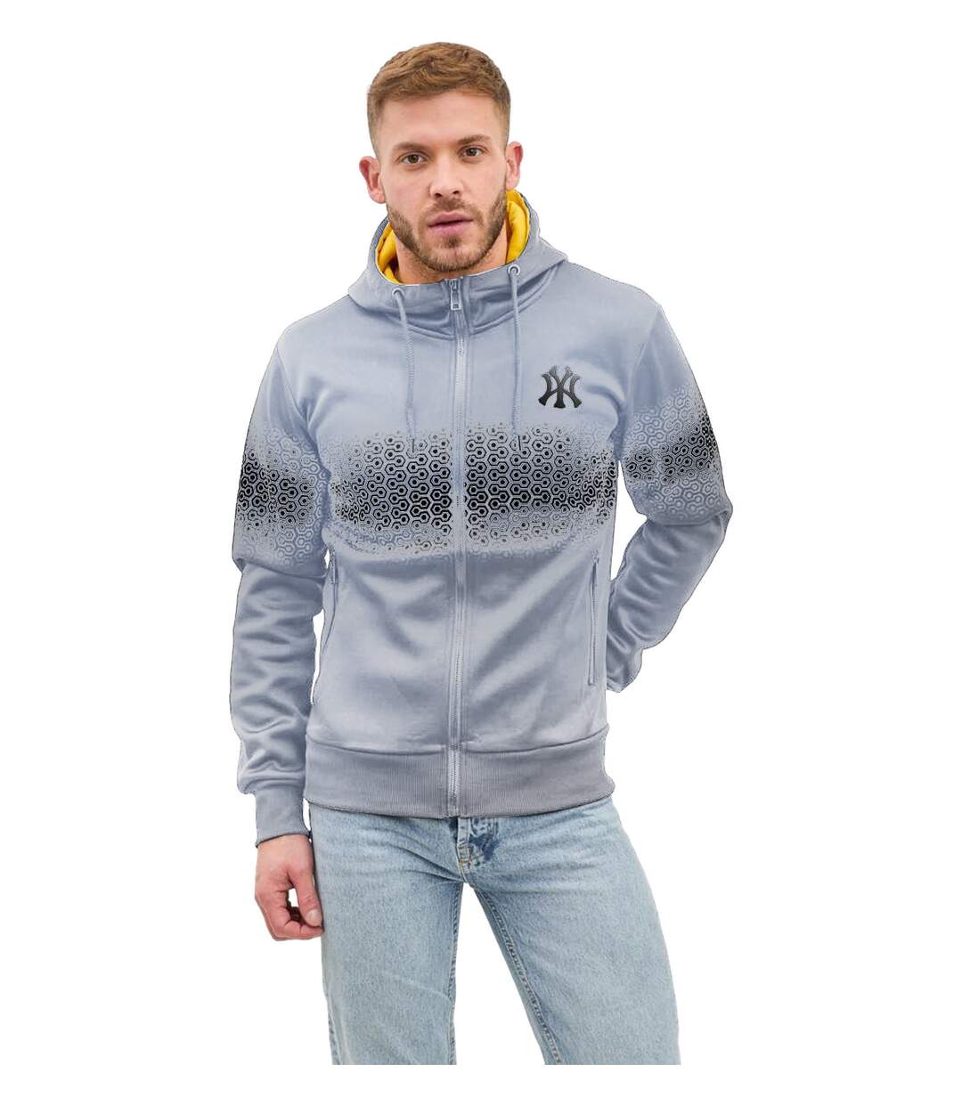 Gilet sweat capuche coupe ajustée de couleur gris-1