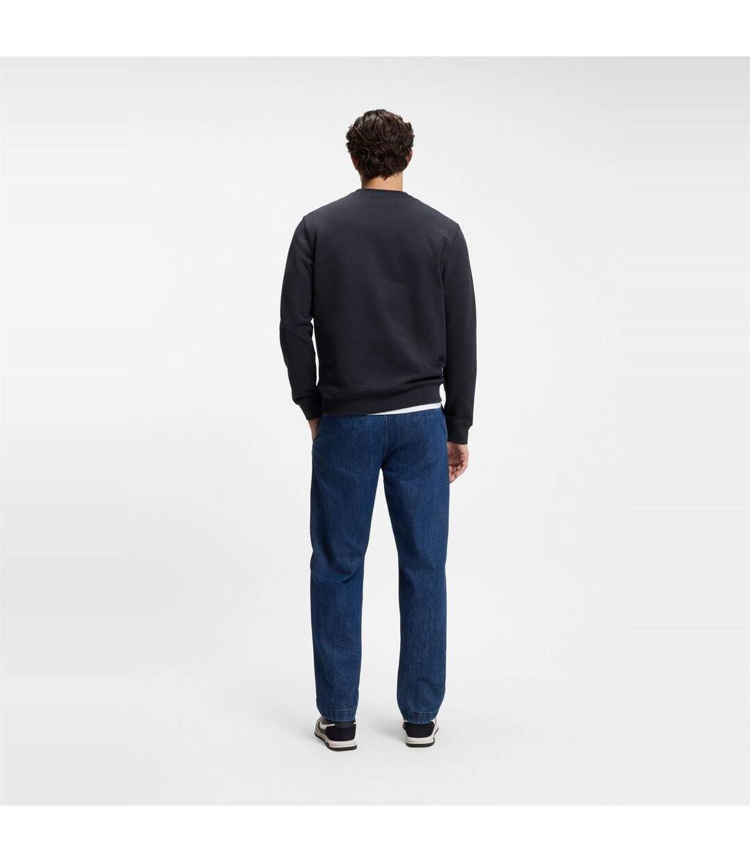 Mens Westart Premium Cotton Crew Neck Sweatshirt Dark Blue Boss-3