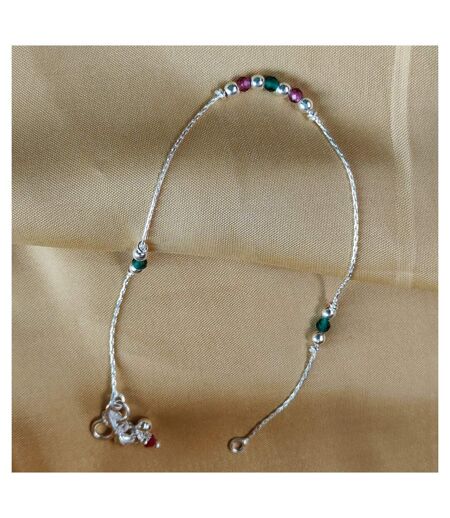 Sterling Silver Colourful beaded Summer Indie Boho Indian Payal Anklet