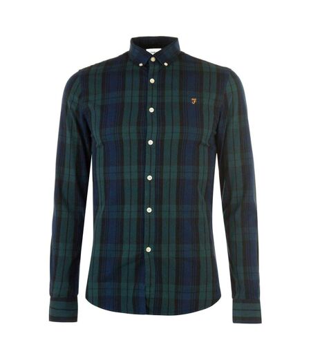 Mens Checked Cotton Button-down Shirt Pine Farah