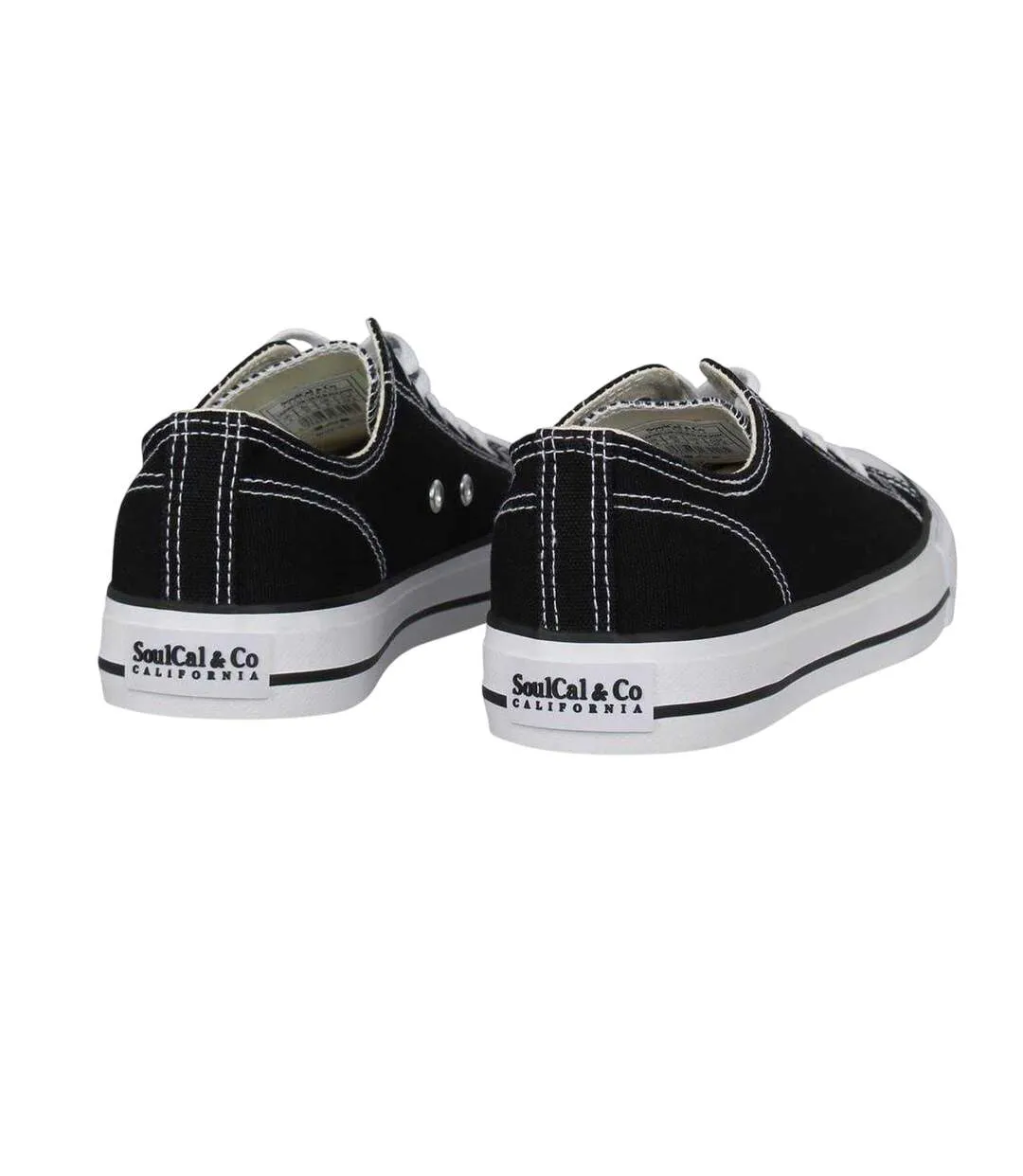 Womens/ladies Canvas Flat Trainers Black SoulCal-2