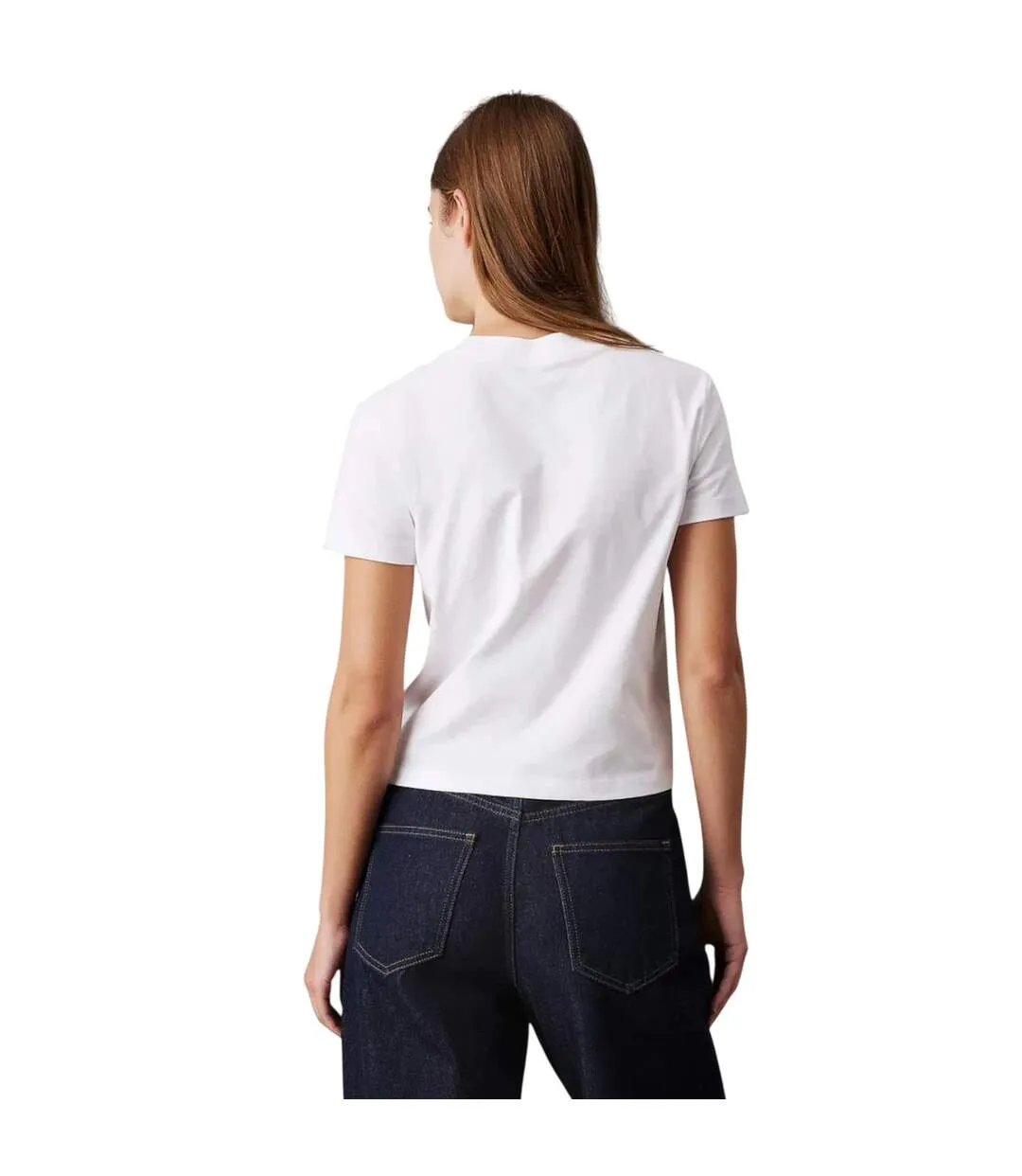 T-shirt Court Motif/style Logo Femme Blanc Vif Calvin Klein-3