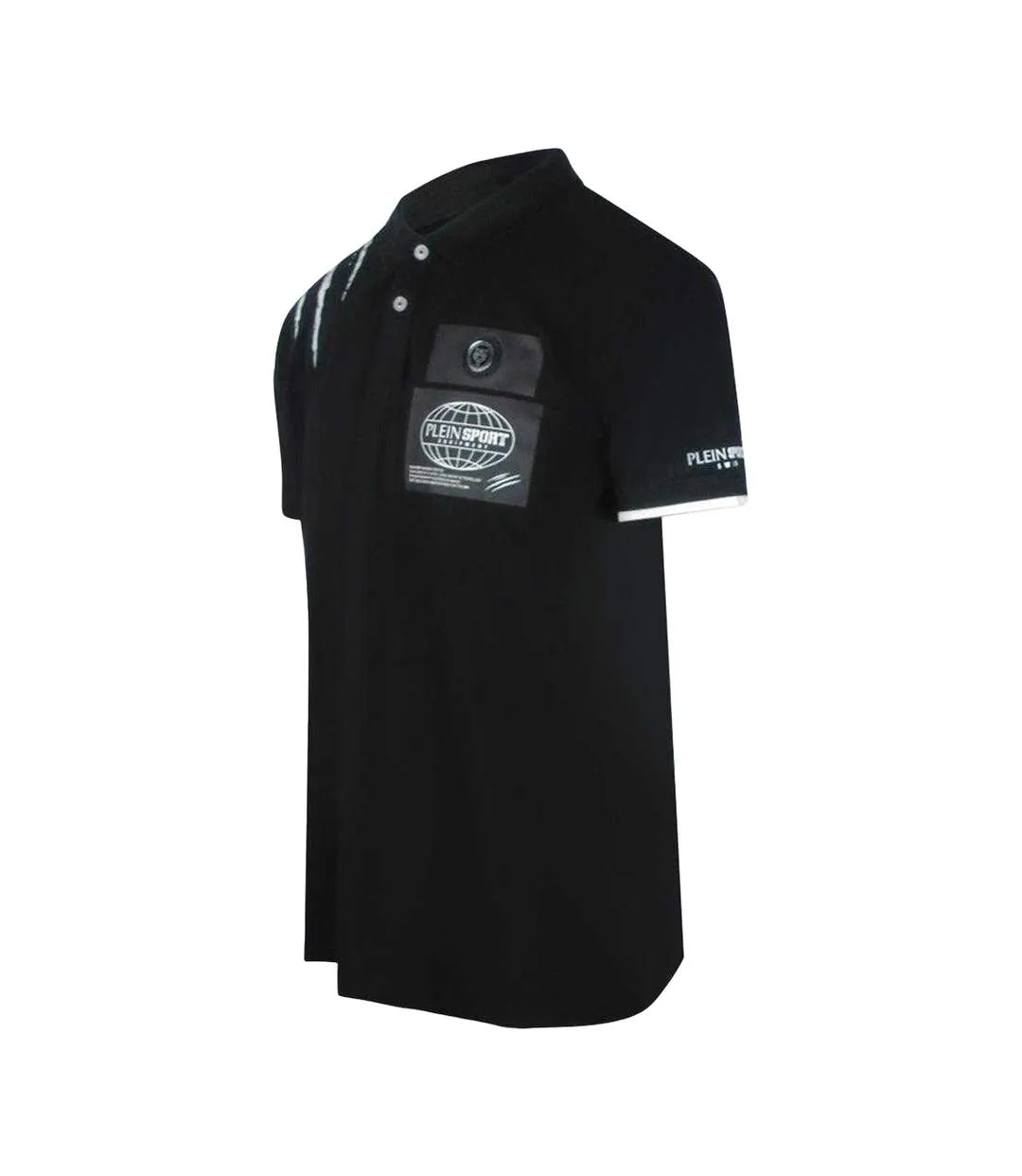 Mens Scratch Polo Shirt Black Plein Sport-3