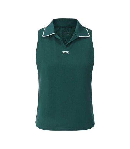 Womens/ladies Sleeveless Polo Shirt Green Slazenger