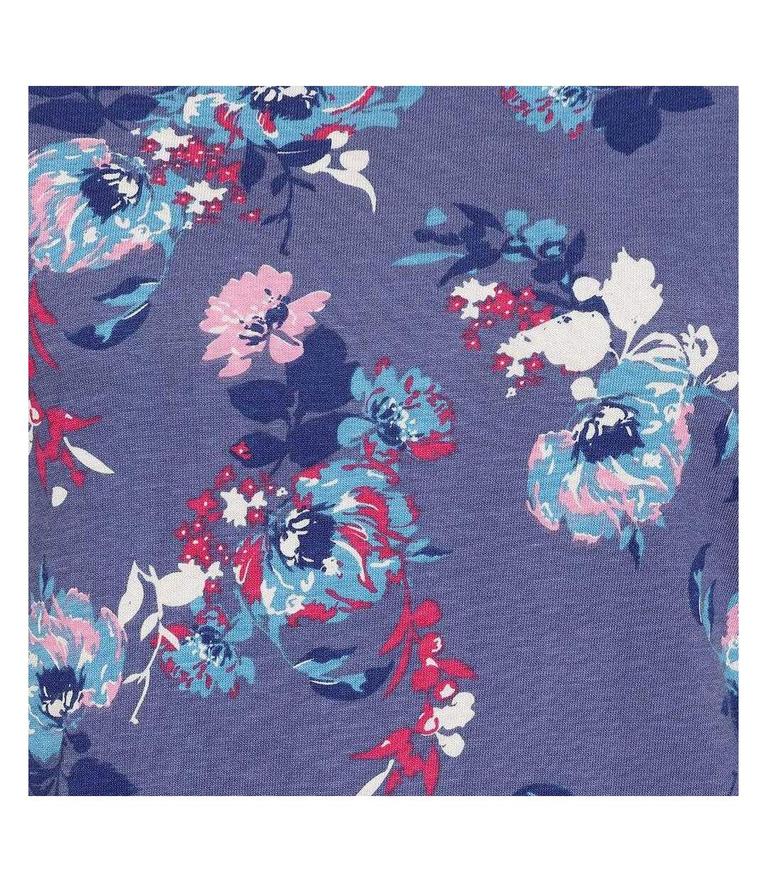 Womens/ladies Fleur All-over Print Long-sleeved T-shirt Dress Purple Lazy Jacks-3