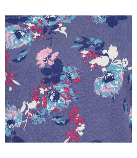 Womens/ladies Fleur All-over Print Long-sleeved T-shirt Dress Purple Lazy Jacks