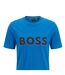 Mens Rubberised Logo Cotton T-shirt Blue Boss-3