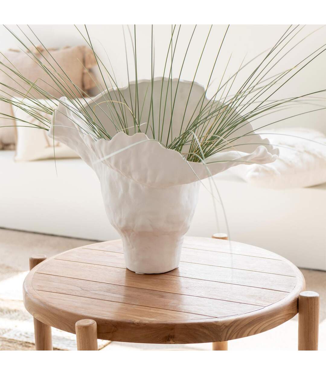 Vase Déco en Céramique Corolla 51cm Blanc-3