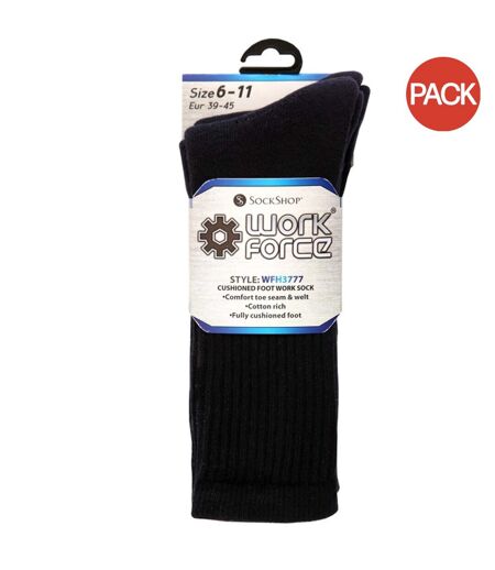 Pack of 2  Mens cotton rich socks  pairs black Work Force