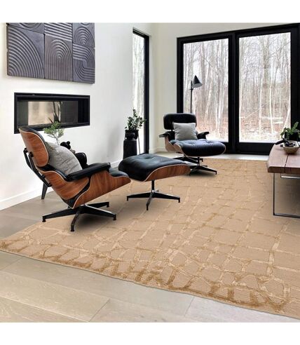 Tapis salon et chambre fait main en laine motif géométrique HARMONIA