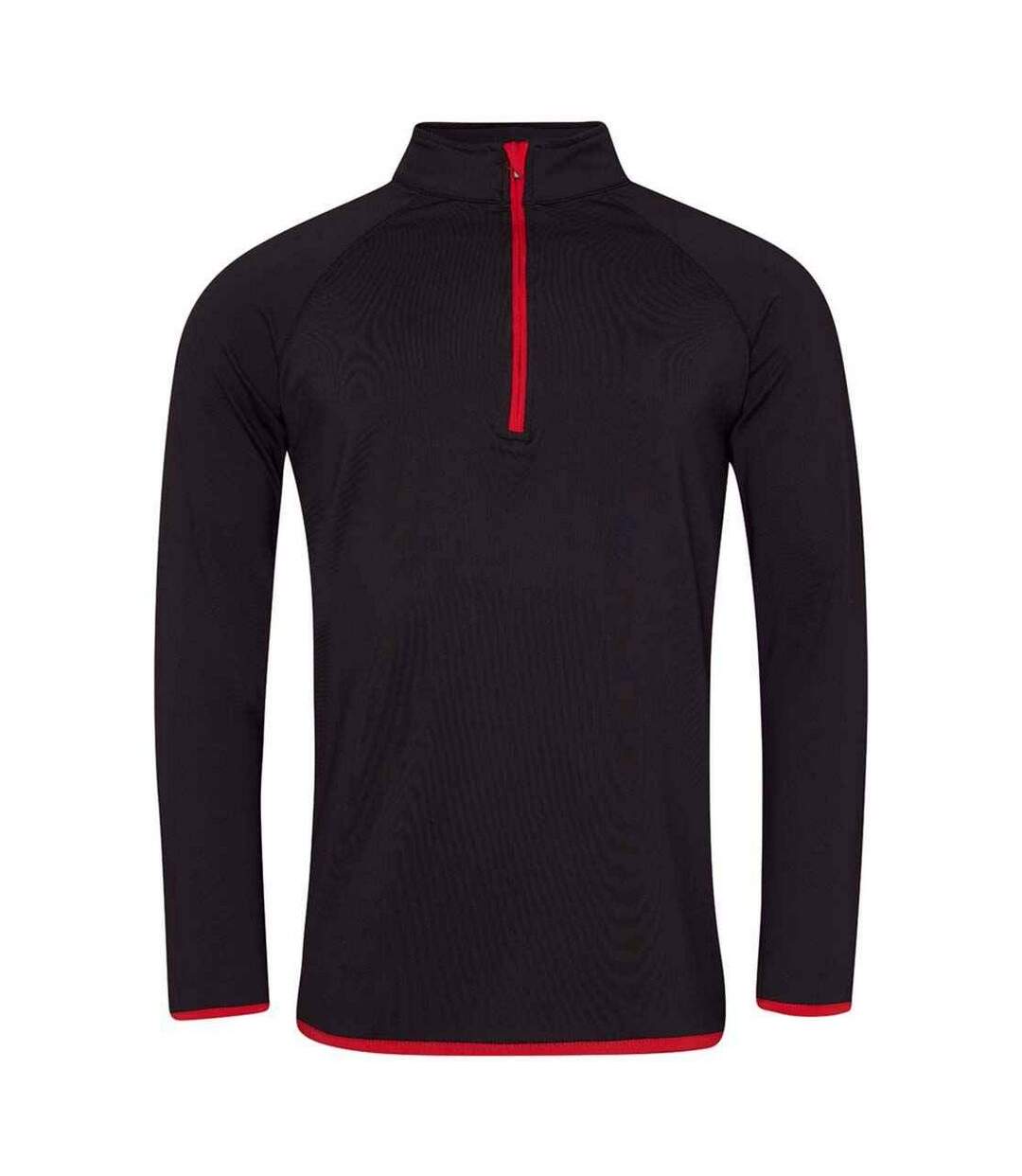 Mens half zip sweat top jet black/fire red AWDis Cool-1