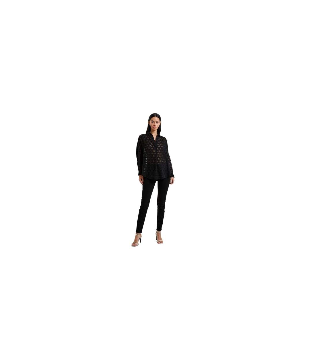 Chemise Manches Longues Motif/style En Relief Femme Noir French Connection-1