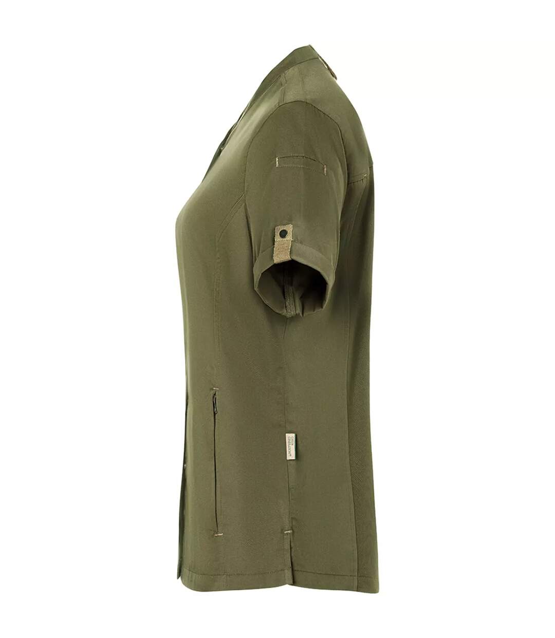 Womens/ladies Green-generation Short-sleeved Chef Jacket Moss Green Karlowsky-3