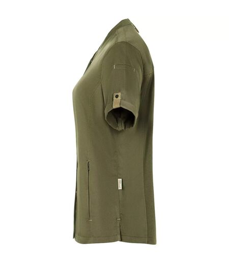 Womens/ladies Green-generation Short-sleeved Chef Jacket Moss Green Karlowsky