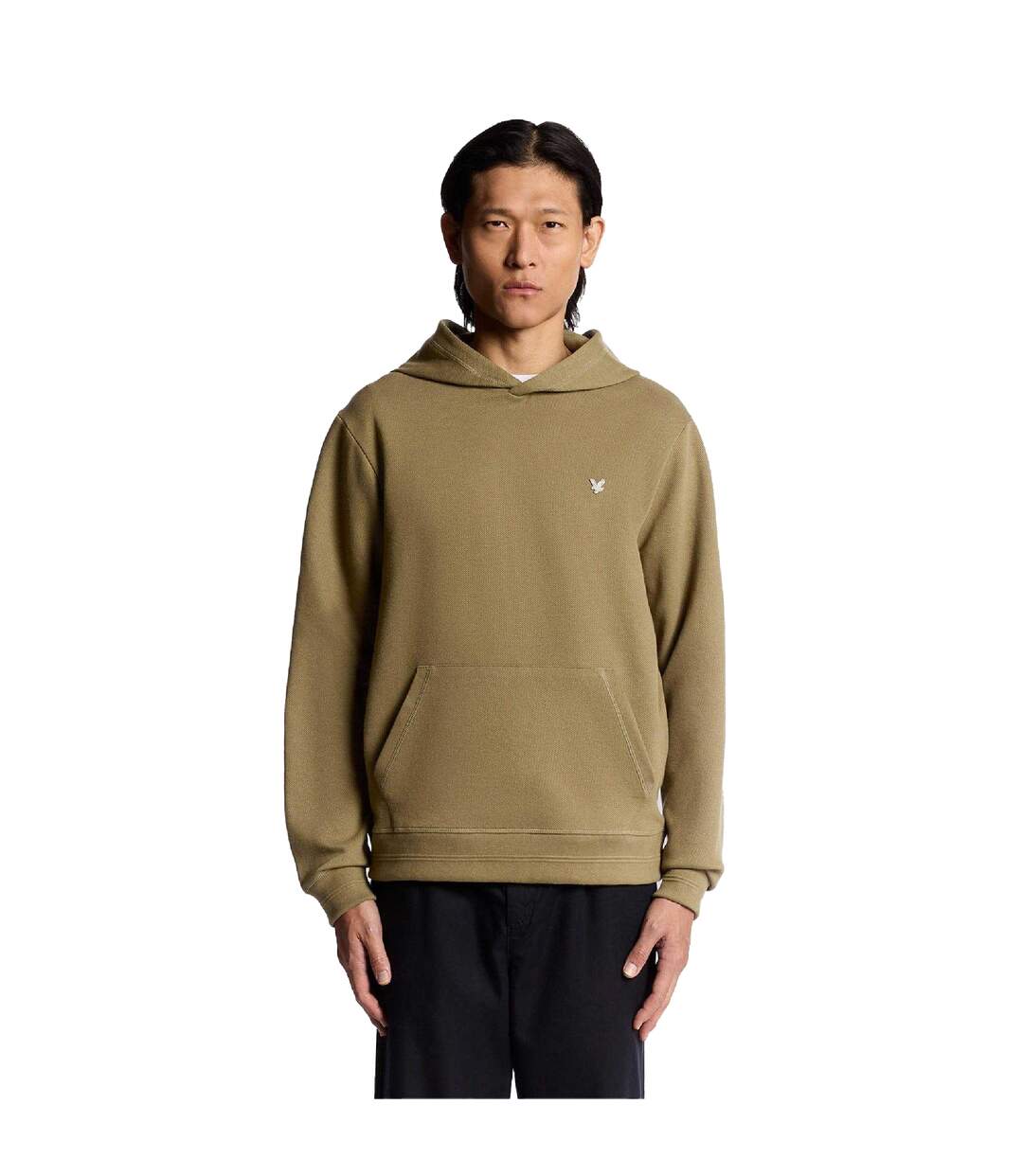 Mens Diagonal Weave Hoodie Green Lyle & Scott-2