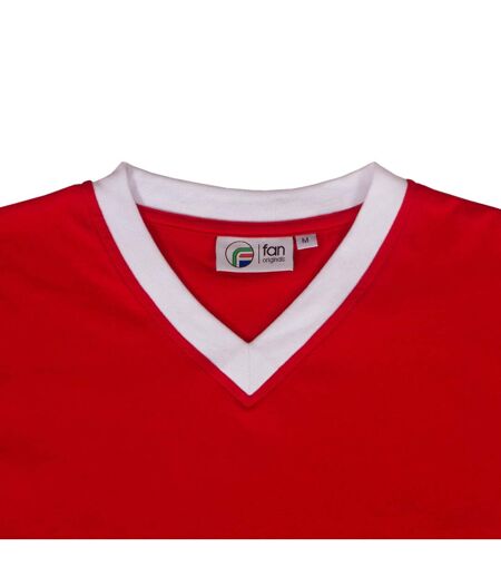 Mens United Wembley 1958 Crest Polyester V Neck T-shirt Red Fan Originals