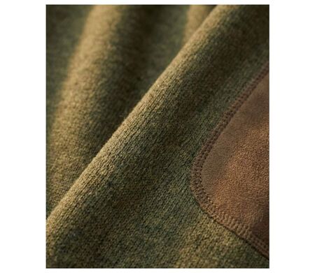 Cardigan Zippé Polaire Tricot Kaki Chiné – Col Montant & Coudières