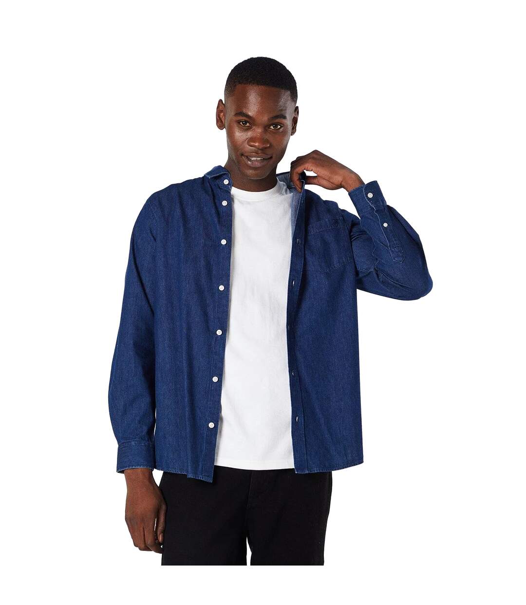 Mens denim long-sleeved shirt dark blue Maine