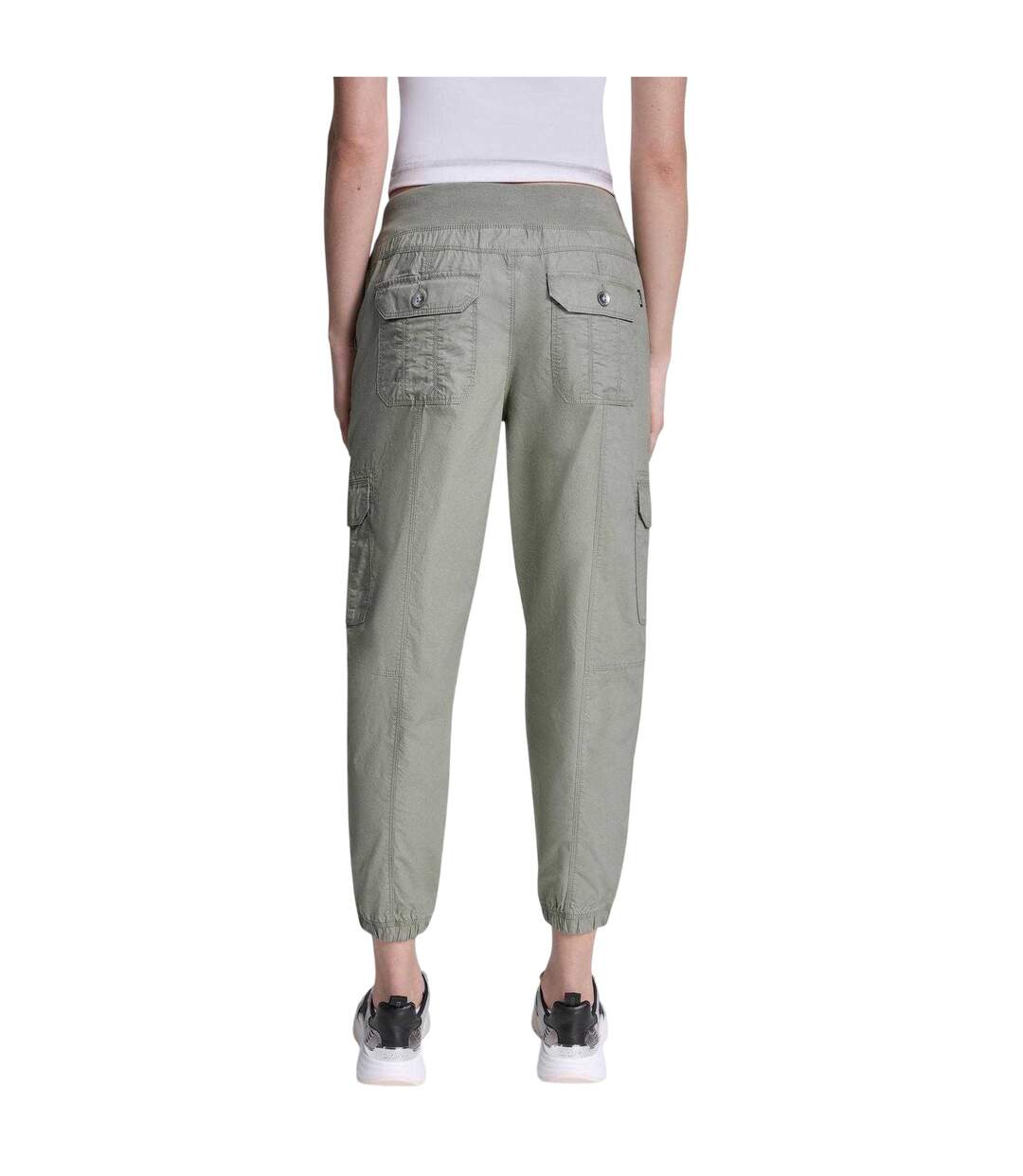 Womens/ladies Drawstring Waist Cargo Jogging Bottoms Bayleaf DKNY-4
