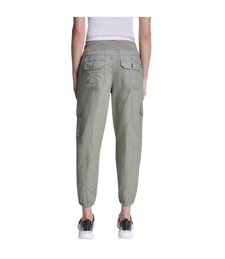 Womens/ladies Drawstring Waist Cargo Jogging Bottoms Bayleaf DKNY