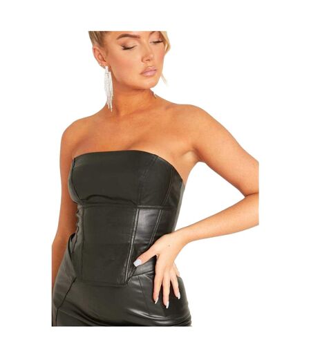 Womens/ladies Elodie Pu Corset Black Missy Empire