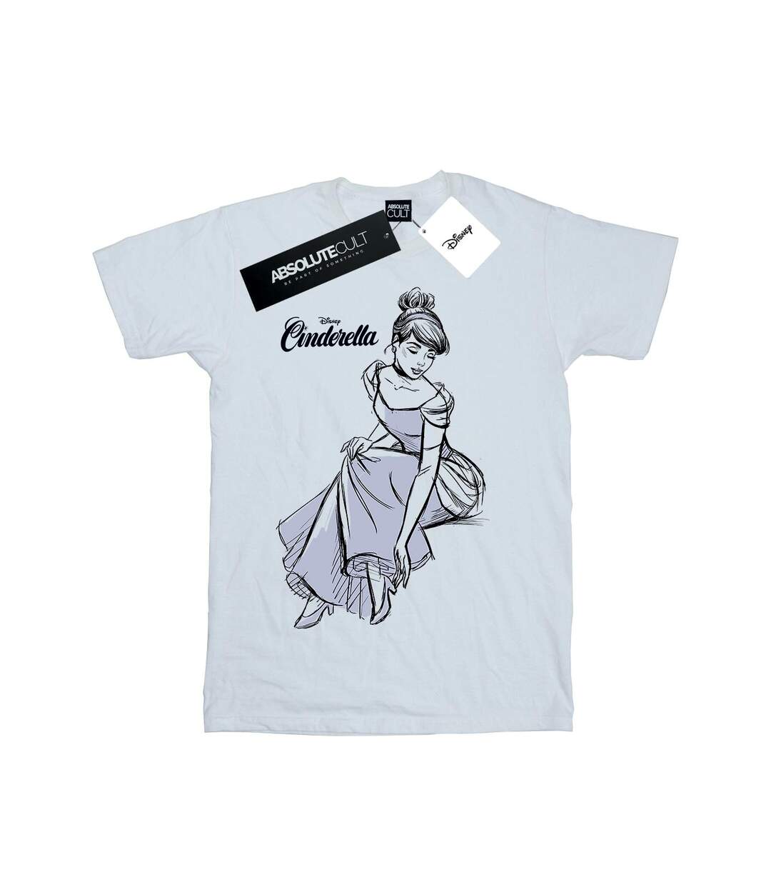 Disney Femme/Les femmes - T-shirt boyfriend en coton avec croquis de la pantoufle de Cendrillon (Blanc) - UTBI48977-1