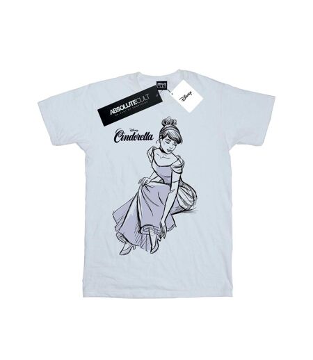 Disney Femme/Les femmes - T-shirt boyfriend en coton avec croquis de la pantoufle de Cendrillon (Blanc) - UTBI48977