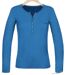 MAYFLOWER NOVICE2 – Tee-shirt manches longues bleu col tunisien satin pour un style chic et fluide-2