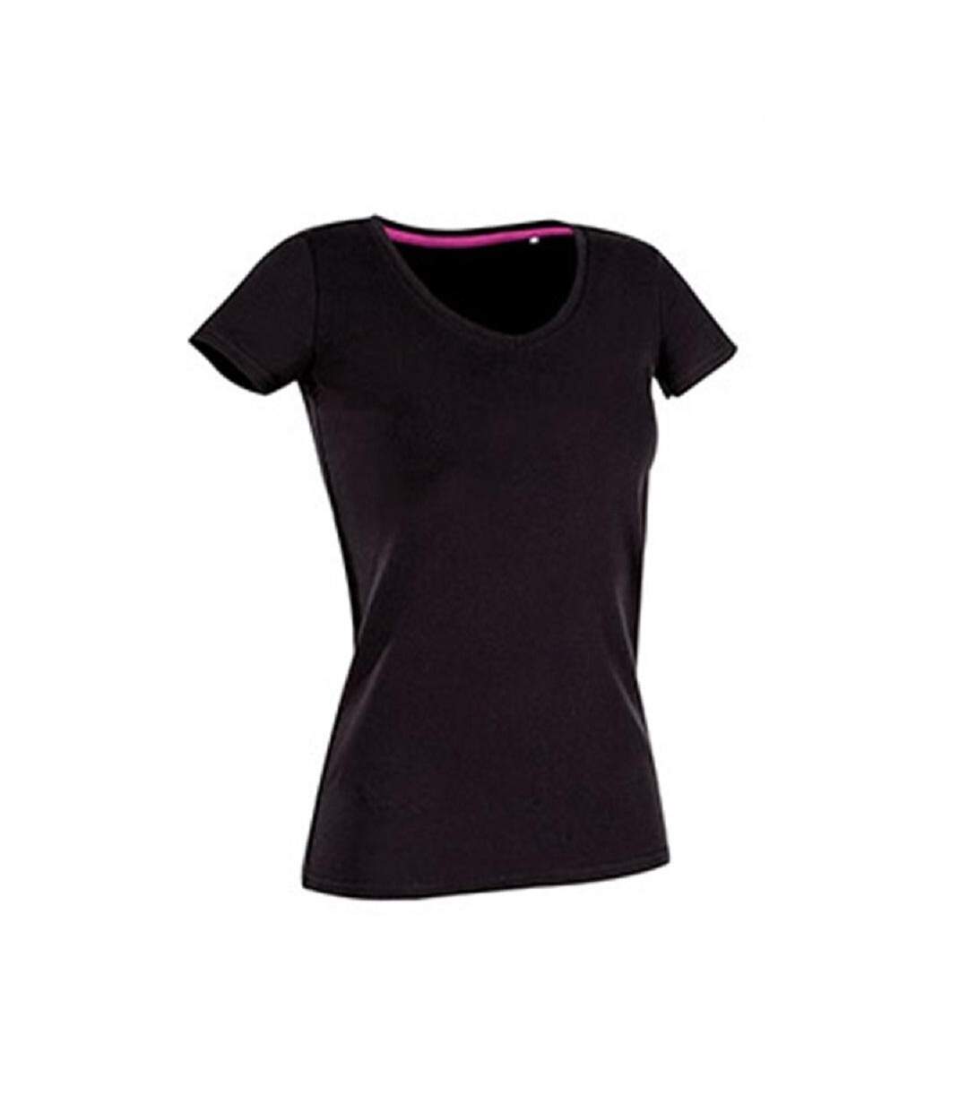 T-shirt Col V Claire Femme Noir Stedm An-1