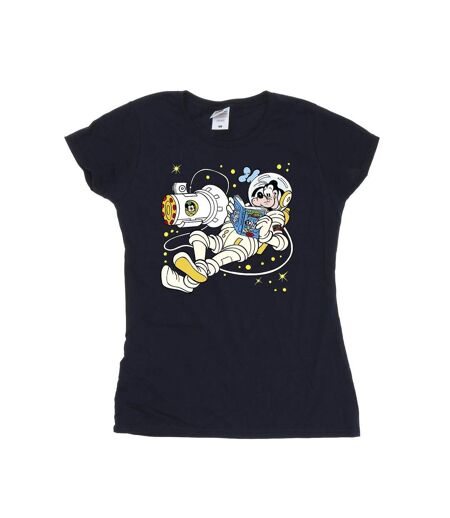 Disney T-shirt en coton Femme/Ladies Goofy Reading In Space (La lecture dans l'espace) (Bleu marine) - UTBI33615