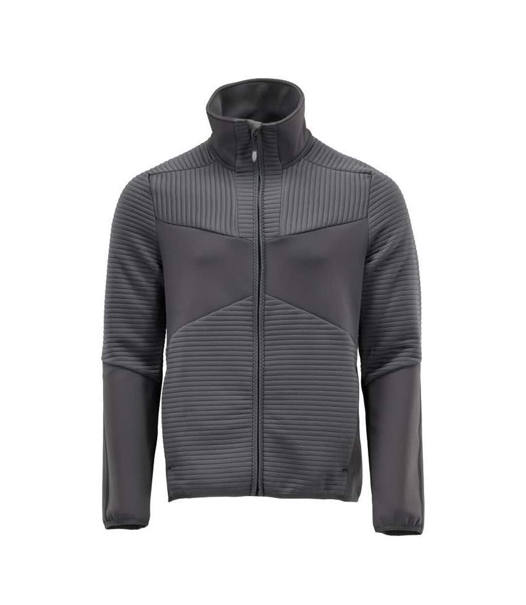 Mens Customised Striped Fleece Jacket Stone Grey Mascot-1