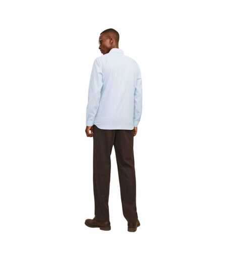 Mens Parker Cuffed Long-sleeved Formal Shirt Chambray Blue Jack And Jones
