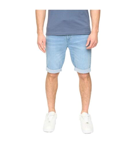 Mens Youlgreeve Denim Belted Shorts Light Wash Crosshatch