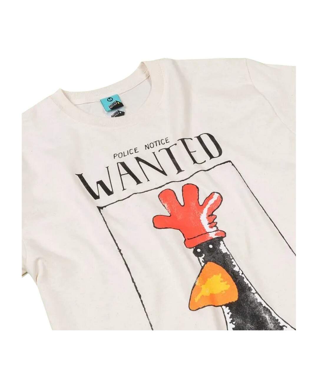 T-shirt Motif Feathers Mcgraw Motif/style Poster ´wanted´ Homme Écru Wallace And Gromit-3