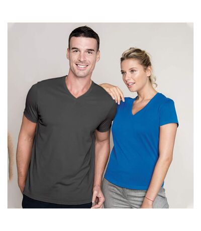 Kariban Mens Short Sleeve V Neck Slim Fit T-Shirt (Grey) - UTRW707