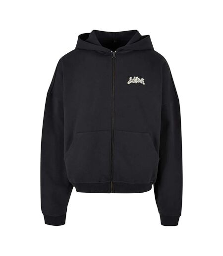 Mens Flower Wave Full Zip Hoodie Black Lost Youth