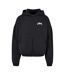 Mens Flower Wave Full Zip Hoodie Black Lost Youth-2