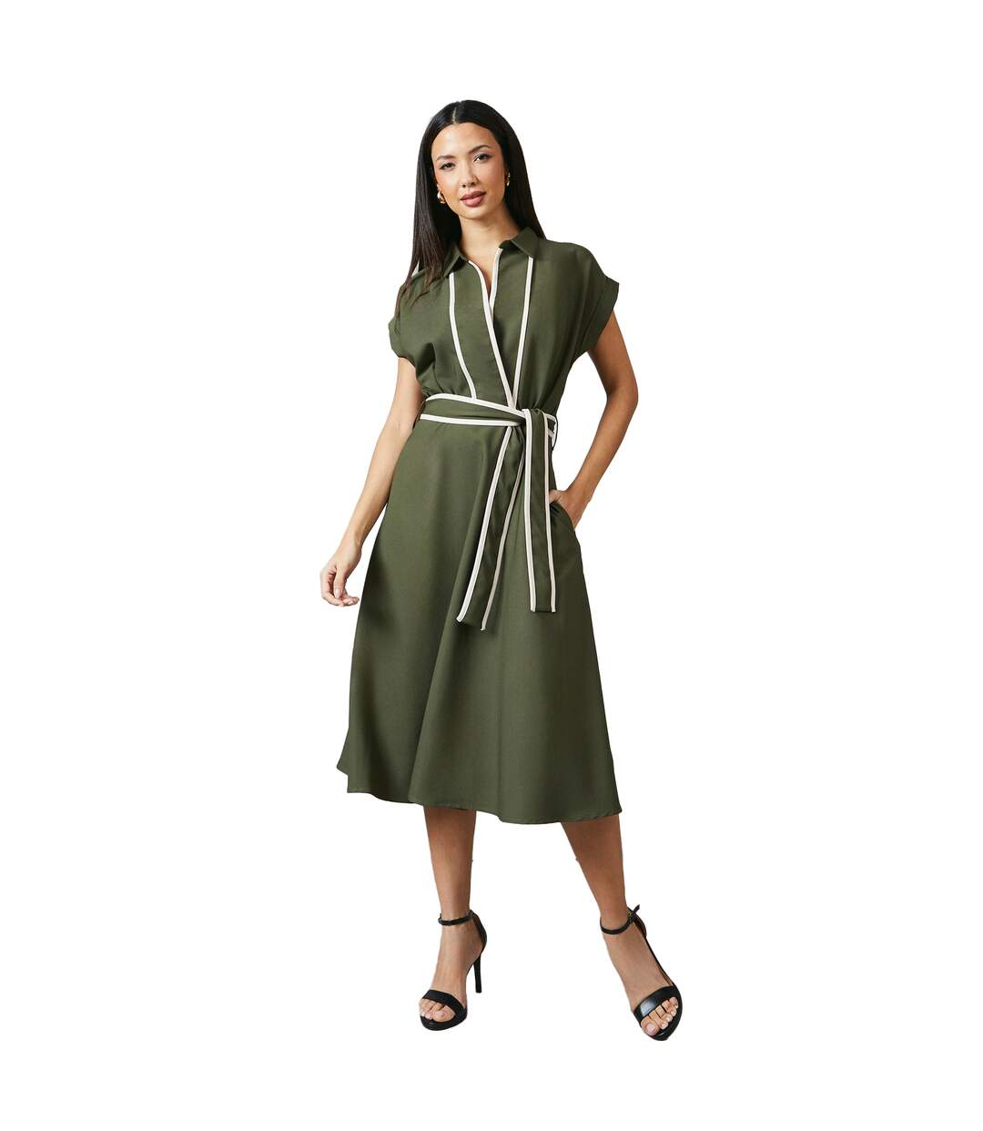 Robe mi-longue femme vert kaki Principles-3